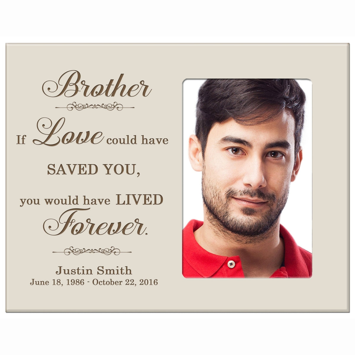 Personalized Horizontal 8x10 Wooden Memorial Picture Frame Holds 4x6 Photo - Brother, If Love Could - LifeSong Milestones