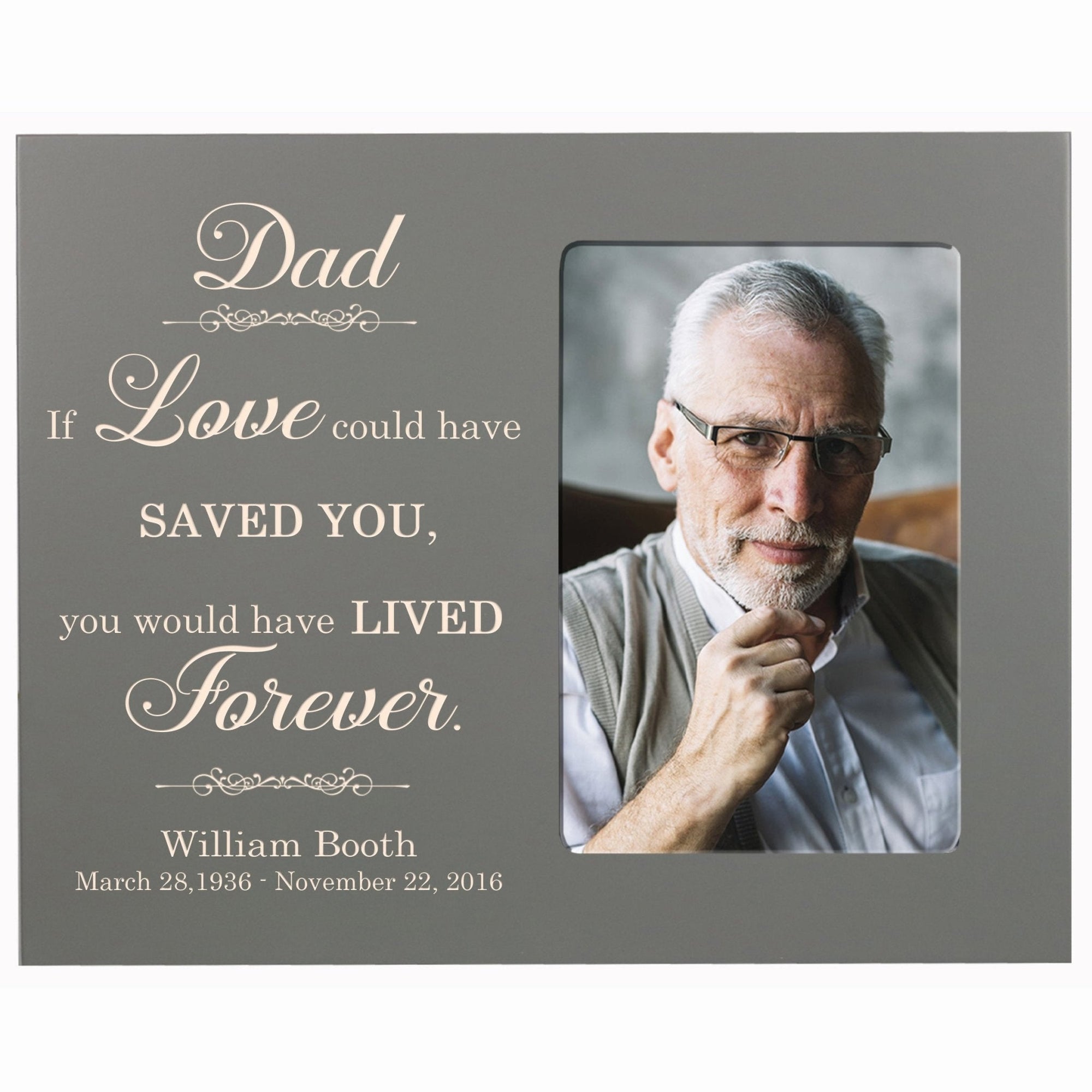 Personalized Horizontal 8x10 Wooden Memorial Picture Frame Holds 4x6 Photo - Dad, If Love Could - LifeSong Milestones