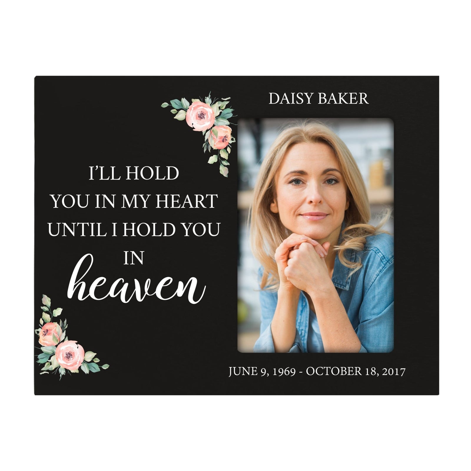 Personalized Horizontal 8x10 Wooden Memorial Picture Frame Holds 4x6 Photo - I’ll Hold You In My (Black) - LifeSong Milestones
