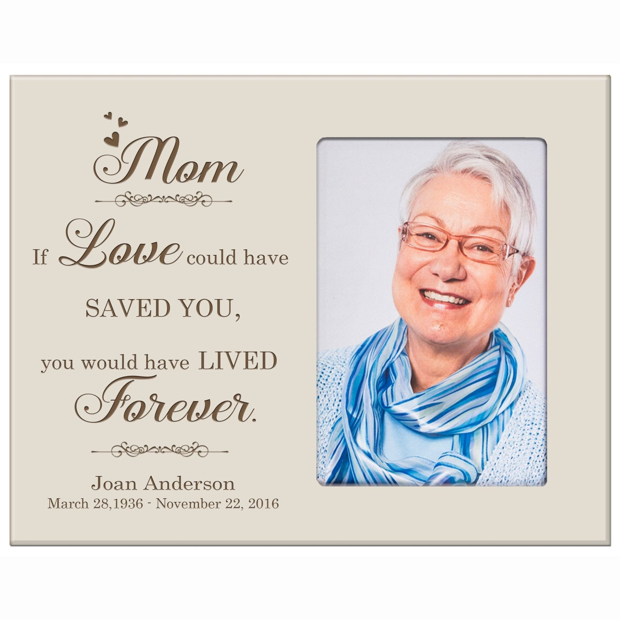 Personalized Horizontal 8x10 Wooden Memorial Picture Frame Holds 4x6 Photo - Mom, If Love Could - LifeSong Milestones