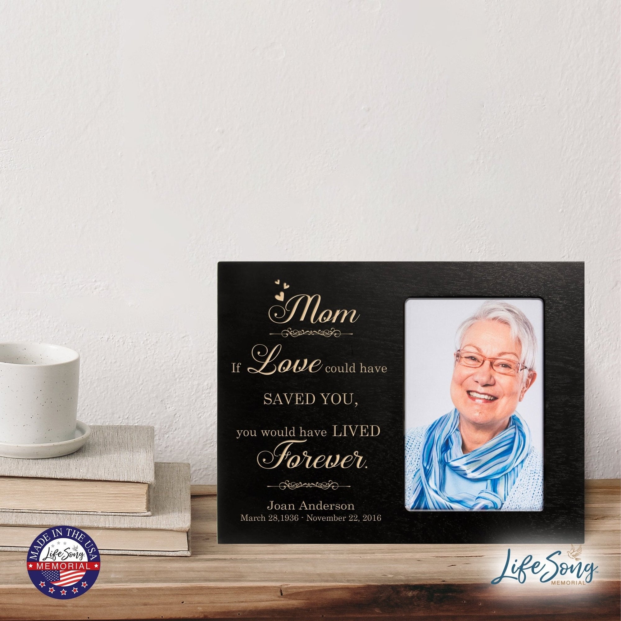 Personalized Horizontal 8x10 Wooden Memorial Picture Frame Holds 4x6 Photo - Mom, If Love Could - LifeSong Milestones