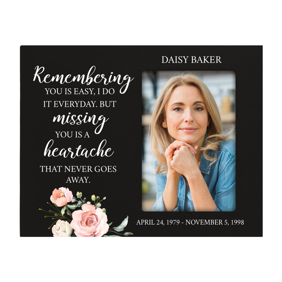 Personalized Horizontal 8x10 Wooden Memorial Picture Frame Holds 4x6 Photo - Remembering You Is Easy - LifeSong Milestones