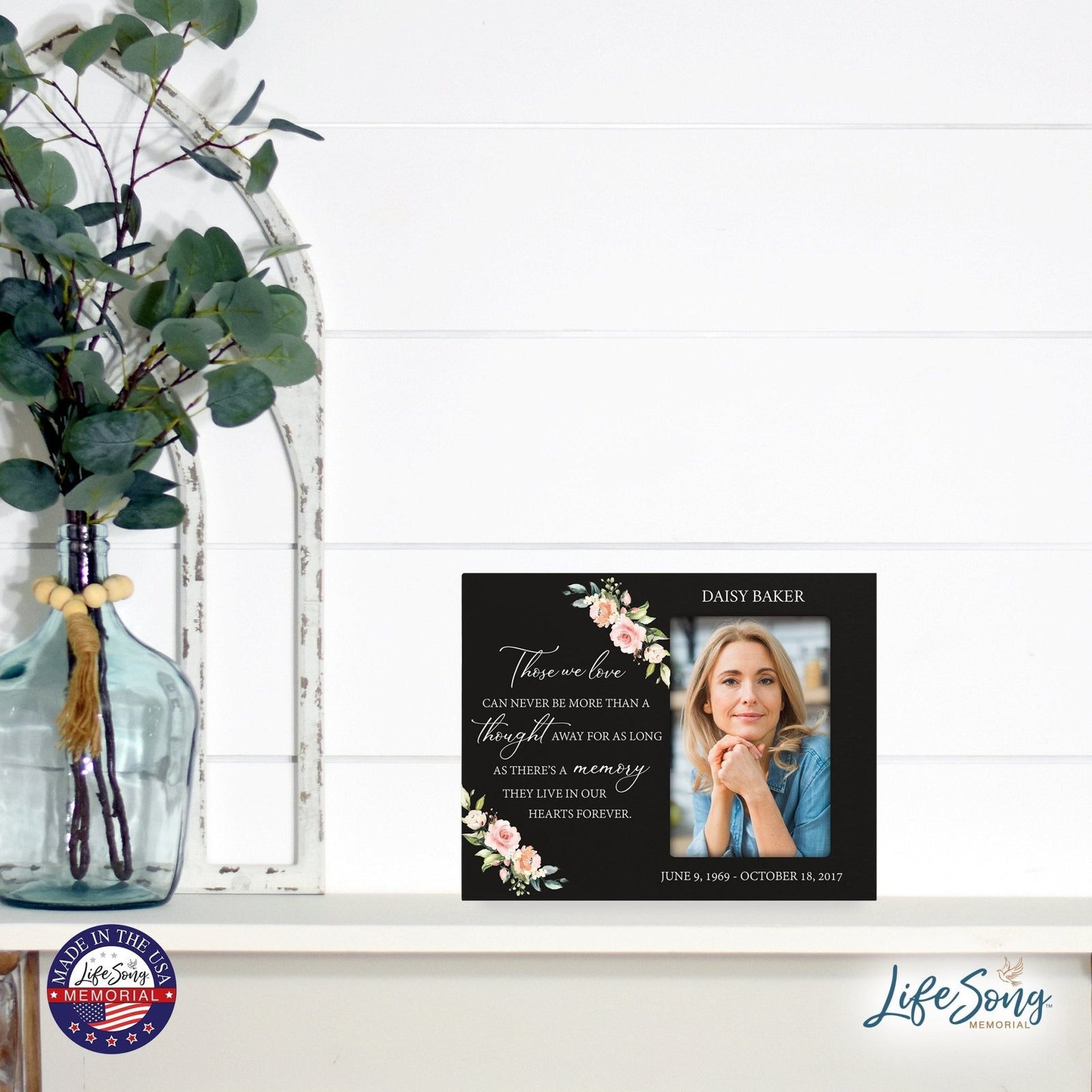 Personalized Horizontal 8x10 Wooden Memorial Picture Frame Holds 4x6 Photo - Those We Love Can Never (Black) - LifeSong Milestones
