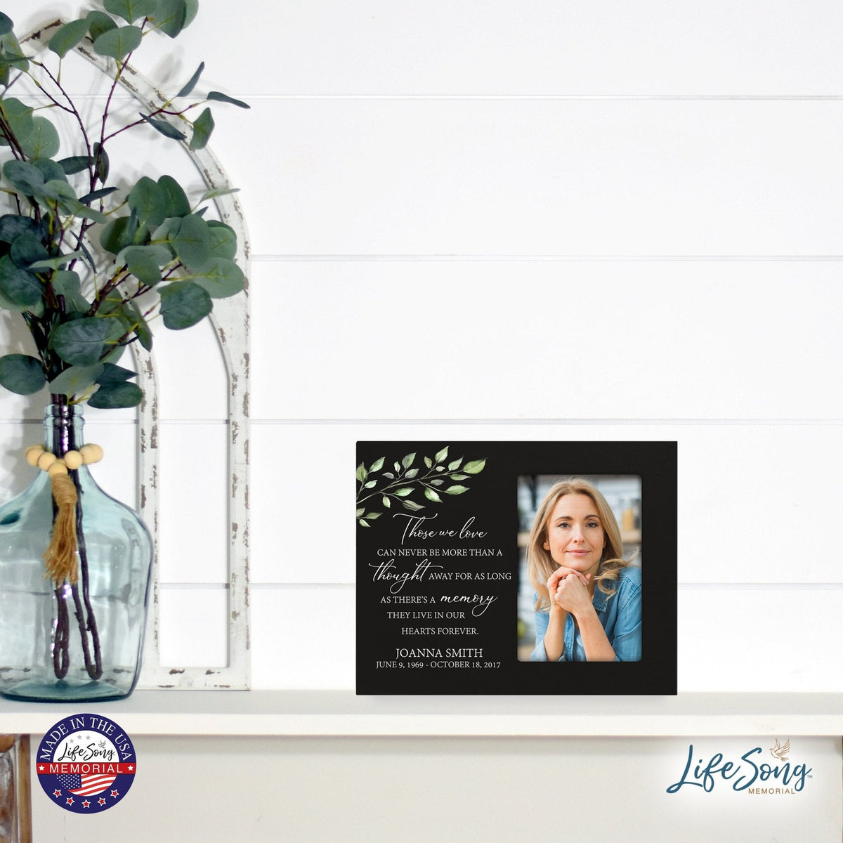 Personalized Horizontal 8x10 Wooden Memorial Picture Frame Holds 4x6 Photo - Those We Love Can Never (Black) - LifeSong Milestones