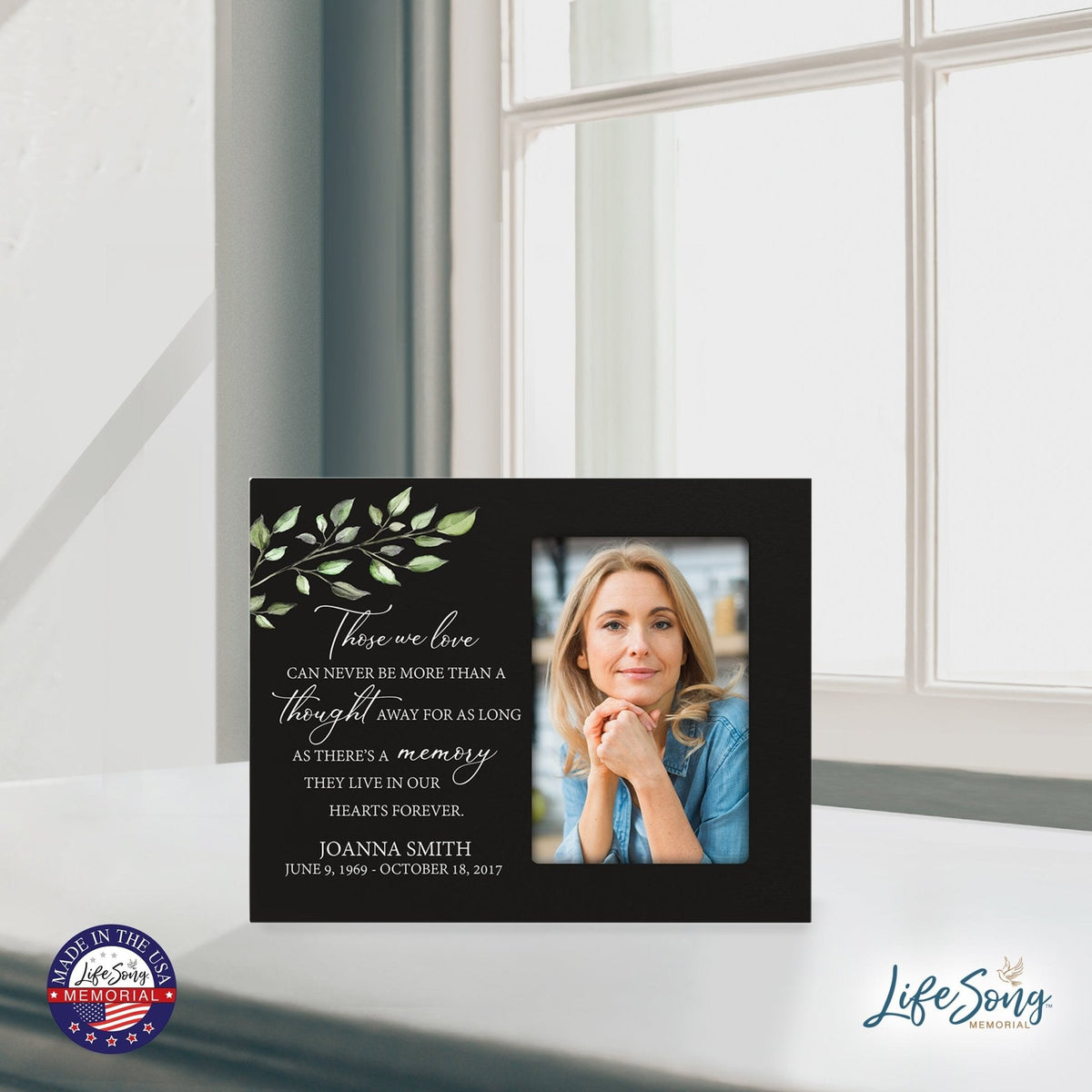 Personalized Horizontal 8x10 Wooden Memorial Picture Frame Holds 4x6 Photo - Those We Love Can Never (Black) - LifeSong Milestones