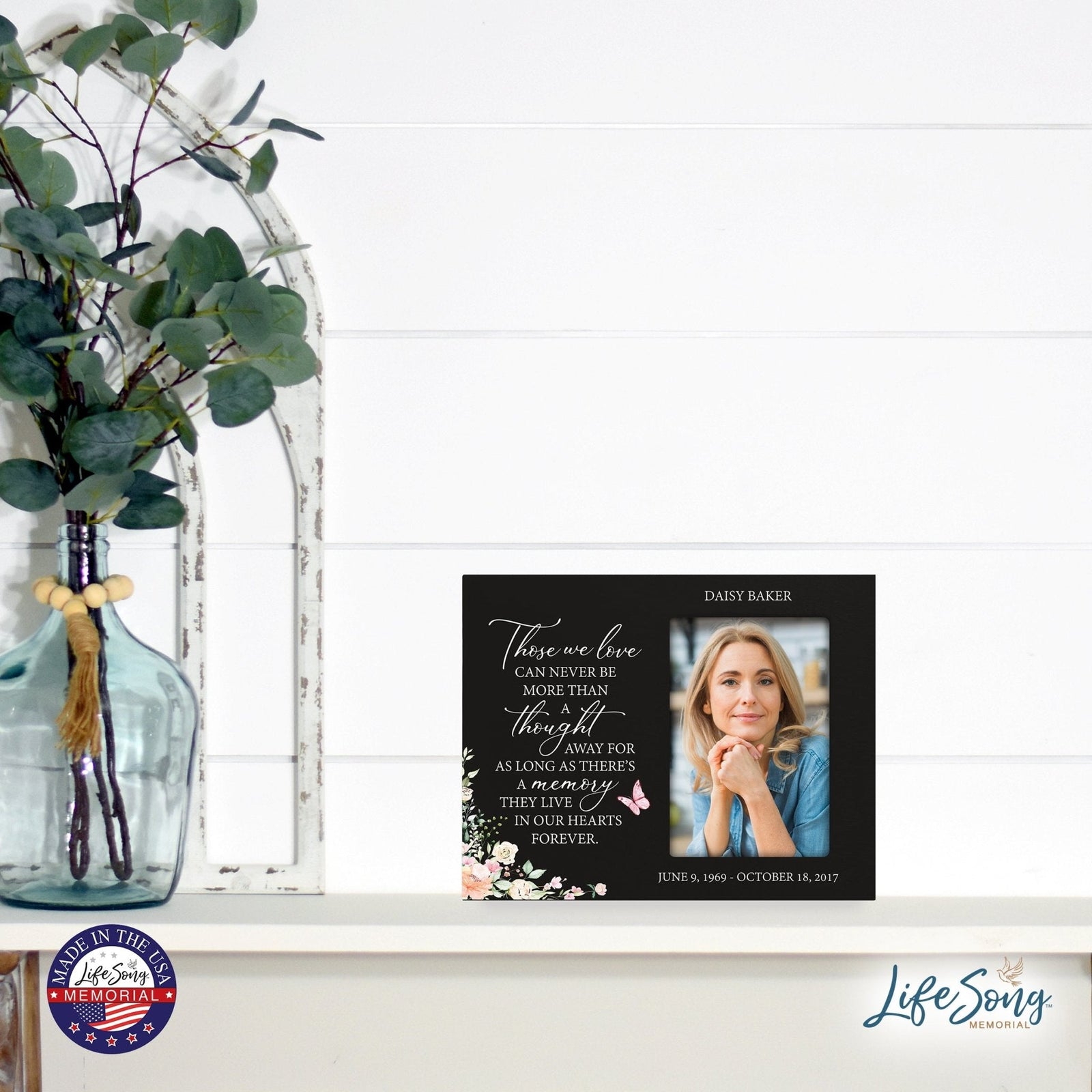 Personalized Horizontal 8x10 Wooden Memorial Picture Frame Holds 4x6 Photo - Those We Love Can Never (Black) - LifeSong Milestones