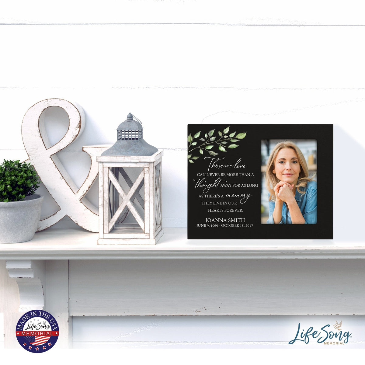 Personalized Horizontal 8x10 Wooden Memorial Picture Frame Holds 4x6 Photo - Those We Love Can Never (Black) - LifeSong Milestones