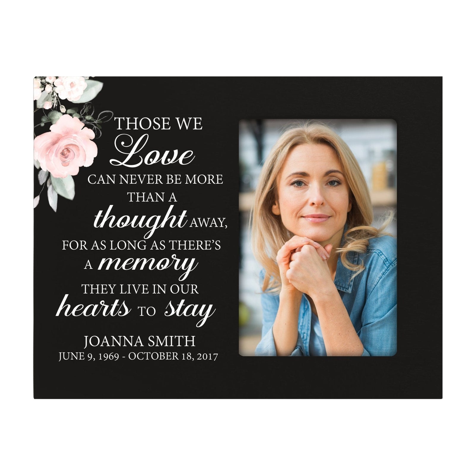 Personalized Horizontal 8x10 Wooden Memorial Picture Frame Holds 4x6 Photo - Those We Love Can Never (Black) - LifeSong Milestones