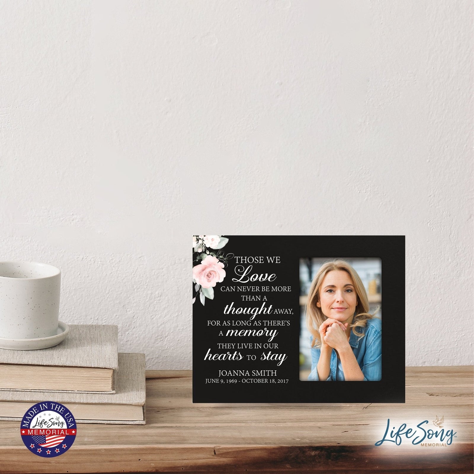 Personalized Horizontal 8x10 Wooden Memorial Picture Frame Holds 4x6 Photo - Those We Love Can Never (Black) - LifeSong Milestones