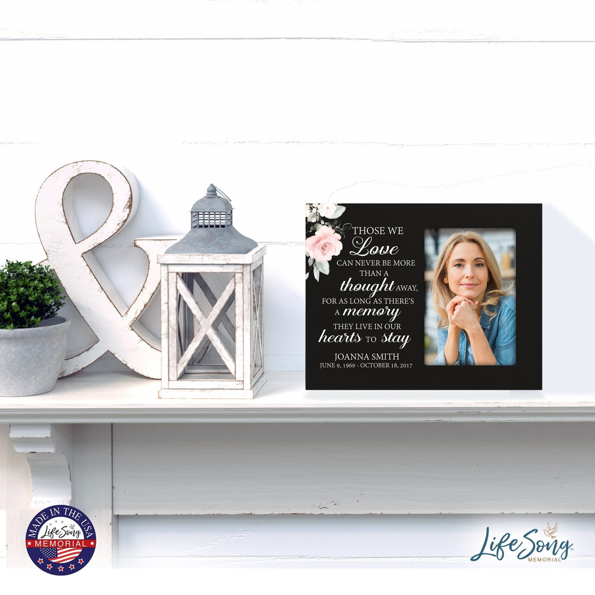 Personalized Horizontal 8x10 Wooden Memorial Picture Frame Holds 4x6 Photo - Those We Love Can Never (Black) - LifeSong Milestones