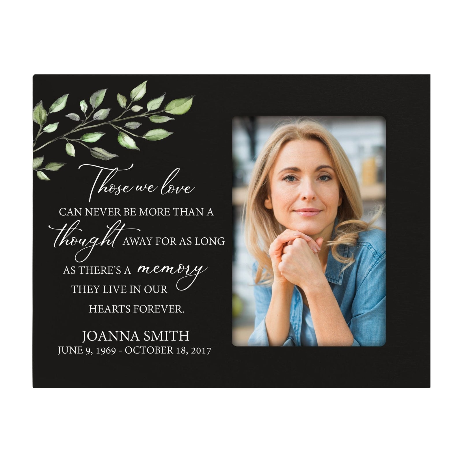 Personalized Horizontal 8x10 Wooden Memorial Picture Frame Holds 4x6 Photo - Those We Love Can Never (Black) - LifeSong Milestones