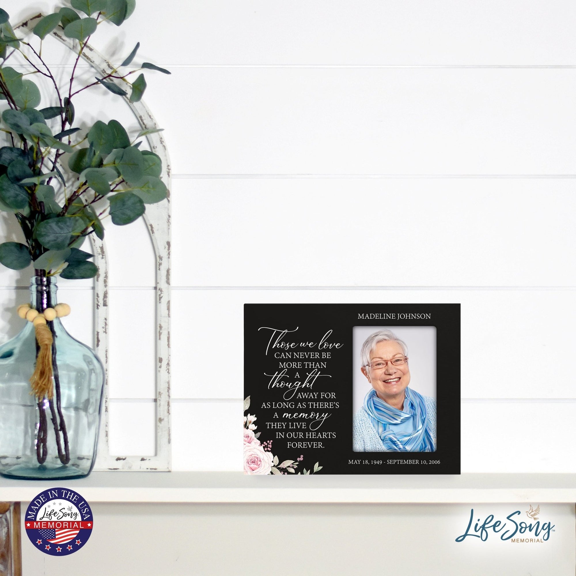 Personalized Horizontal 8x10 Wooden Memorial Picture Frame Holds 4x6 Photo - Those We Love Can Never (Black) - LifeSong Milestones