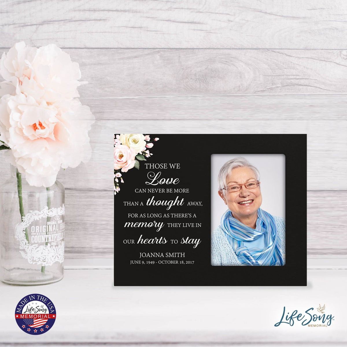 Personalized Horizontal 8x10 Wooden Memorial Picture Frame Holds 4x6 Photo - Those We Love Can Never (Black) - LifeSong Milestones