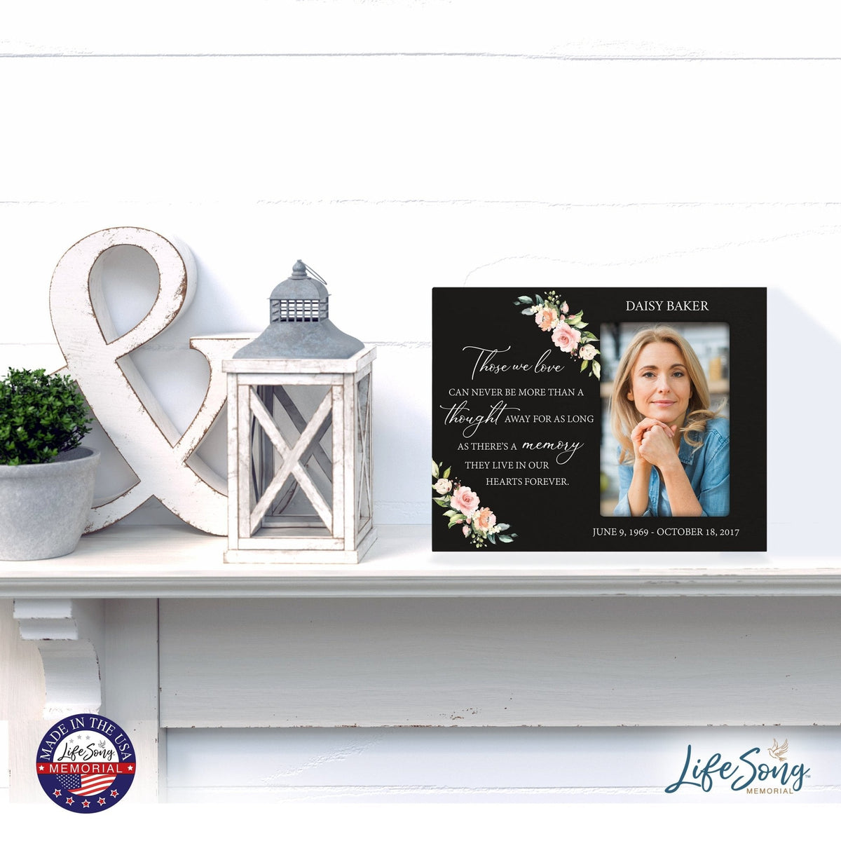 Personalized Horizontal 8x10 Wooden Memorial Picture Frame Holds 4x6 Photo - Those We Love Can Never (Black) - LifeSong Milestones