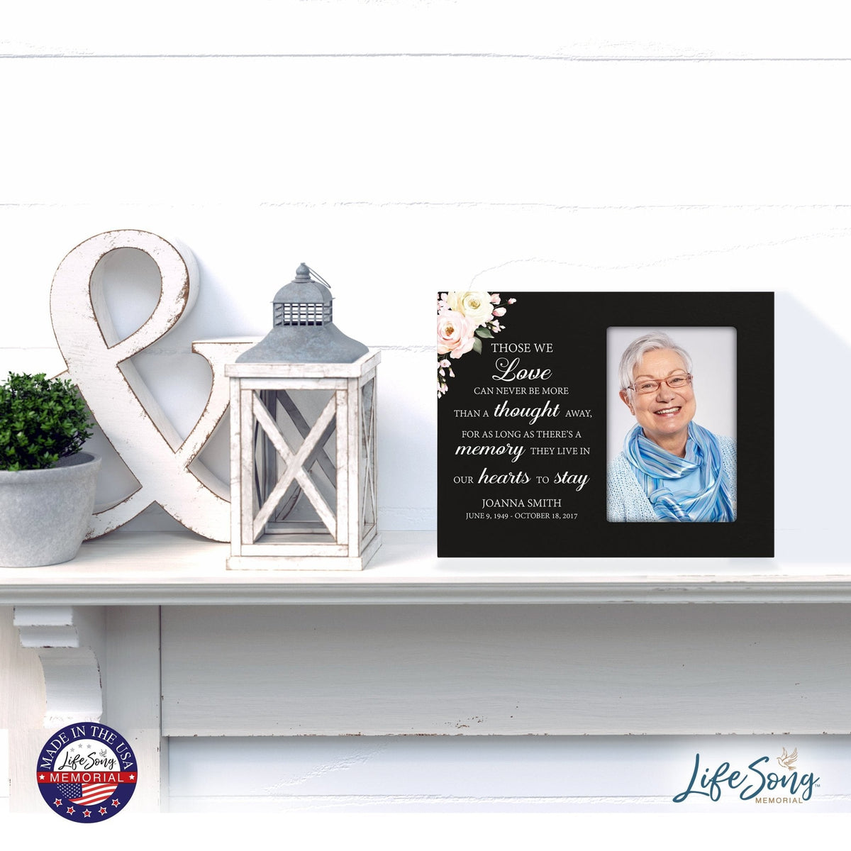 Personalized Horizontal 8x10 Wooden Memorial Picture Frame Holds 4x6 Photo - Those We Love Can Never (Black) - LifeSong Milestones