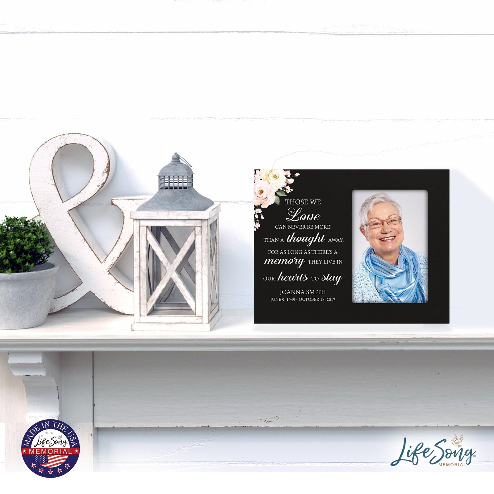 Personalized Horizontal 8x10 Wooden Memorial Picture Frame Holds 4x6 Photo - Those We Love Can Never (Black) - LifeSong Milestones