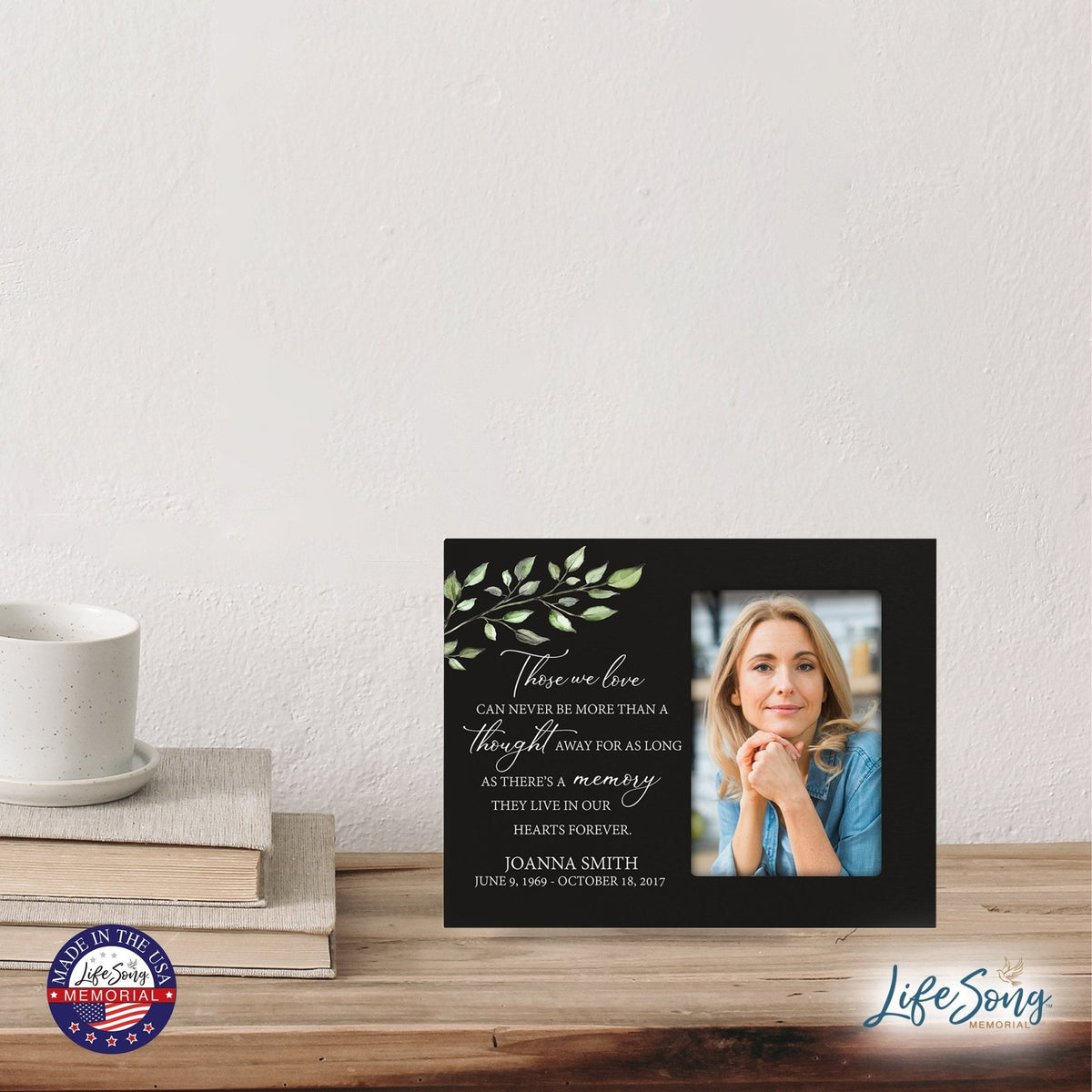 Personalized Horizontal 8x10 Wooden Memorial Picture Frame Holds 4x6 Photo - Those We Love Can Never (Black) - LifeSong Milestones