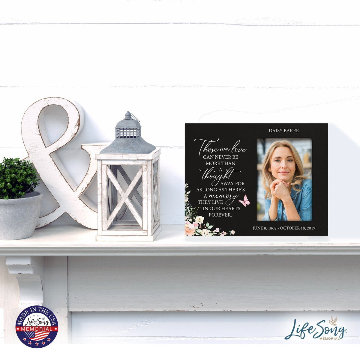 Personalized Horizontal 8x10 Wooden Memorial Picture Frame Holds 4x6 Photo - Those We Love Can Never (Black) - LifeSong Milestones