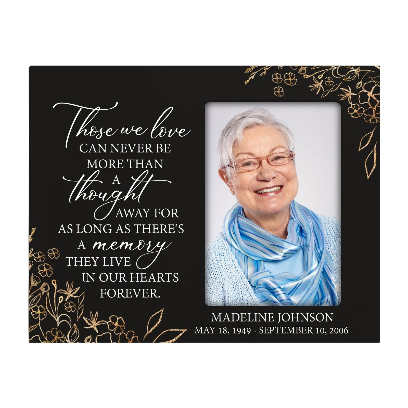 Personalized Horizontal 8x10 Wooden Memorial Picture Frame Holds 4x6 Photo - Those We Love Can Never (Black) - LifeSong Milestones