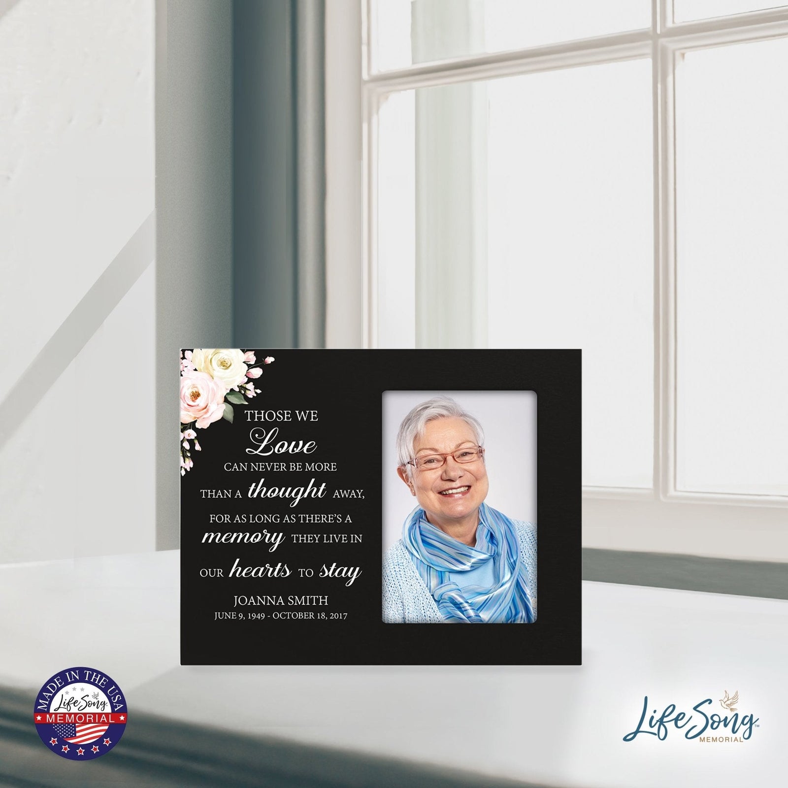 Personalized Horizontal 8x10 Wooden Memorial Picture Frame Holds 4x6 Photo - Those We Love Can Never (Black) - LifeSong Milestones