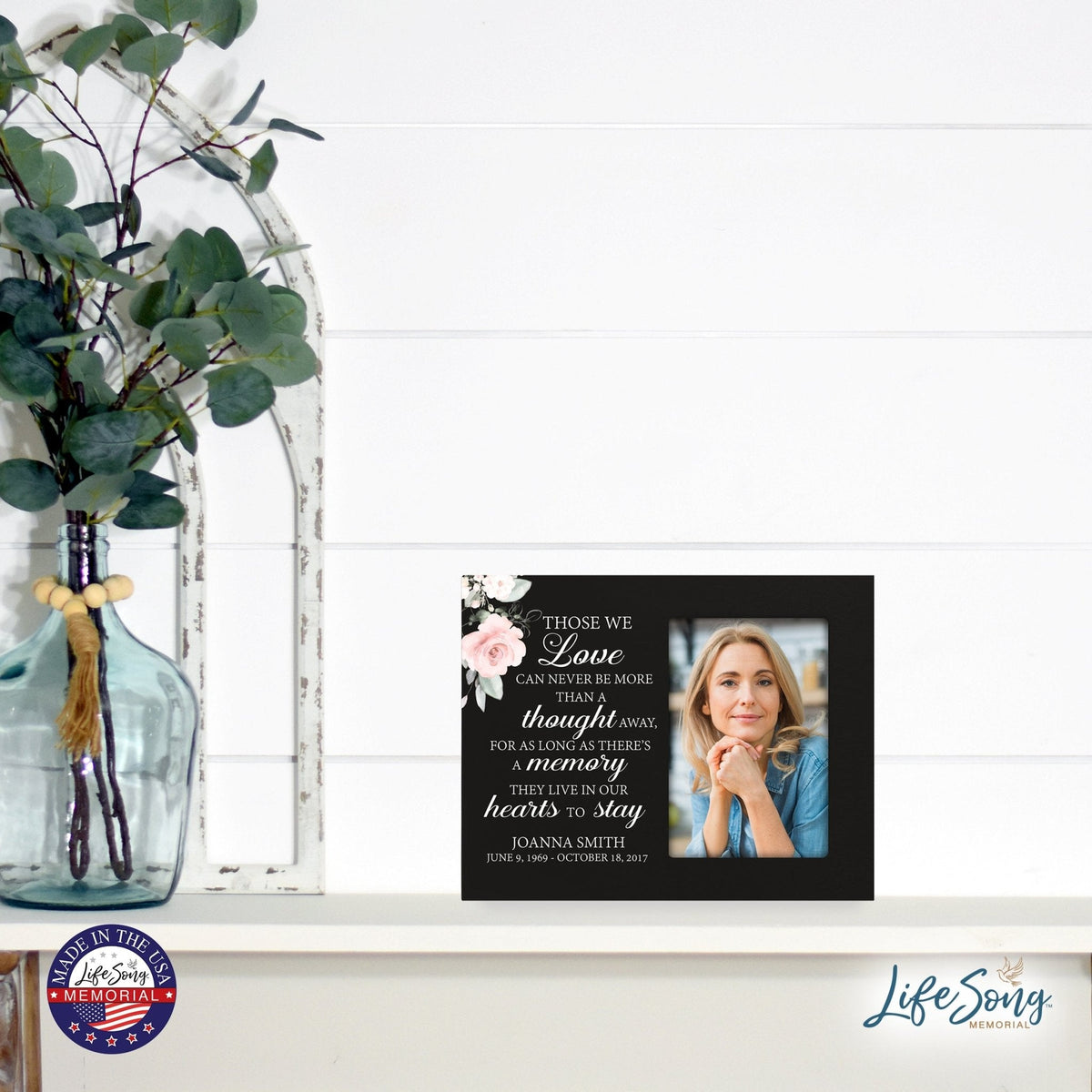 Personalized Horizontal 8x10 Wooden Memorial Picture Frame Holds 4x6 Photo - Those We Love Can Never (Black) - LifeSong Milestones