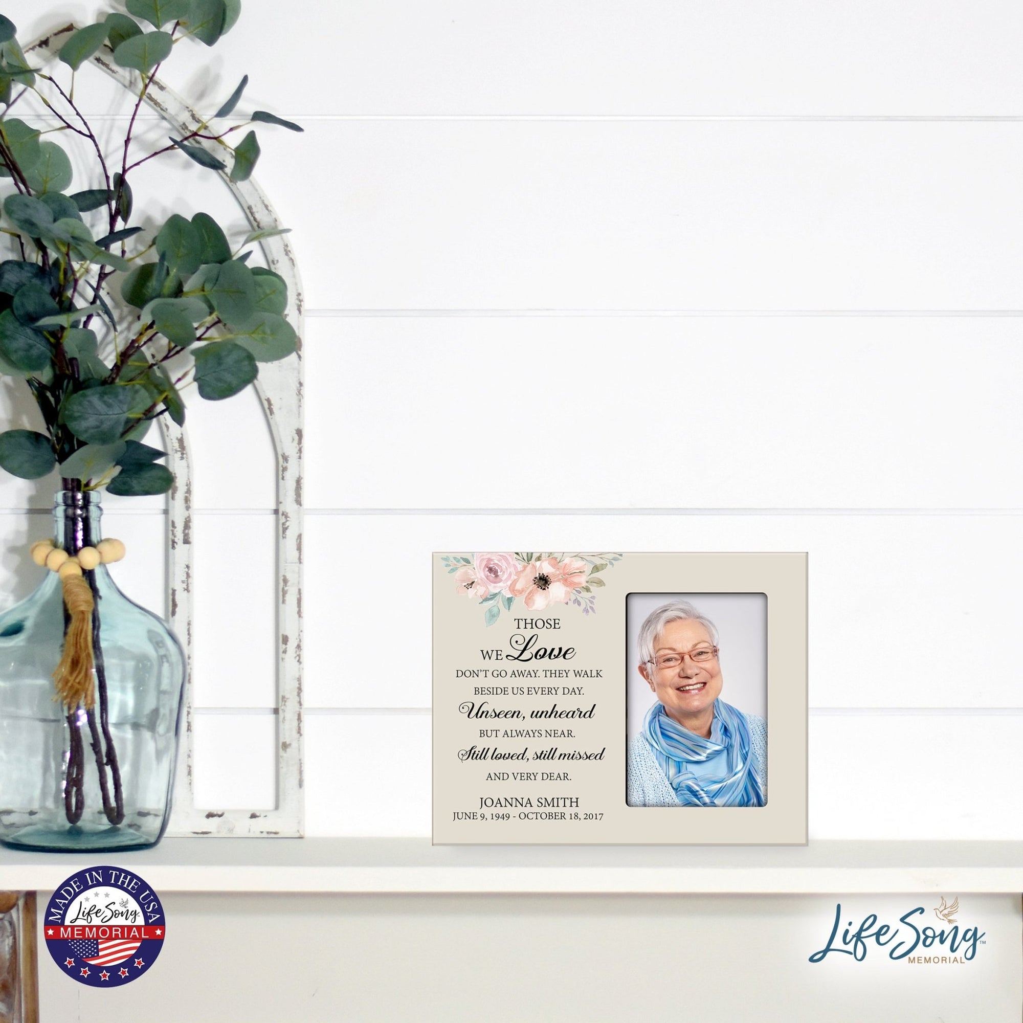 Personalized Horizontal 8x10 Wooden Memorial Picture Frame Holds 4x6 Photo - Those We Love Don’t Go (Thought) - LifeSong Milestones