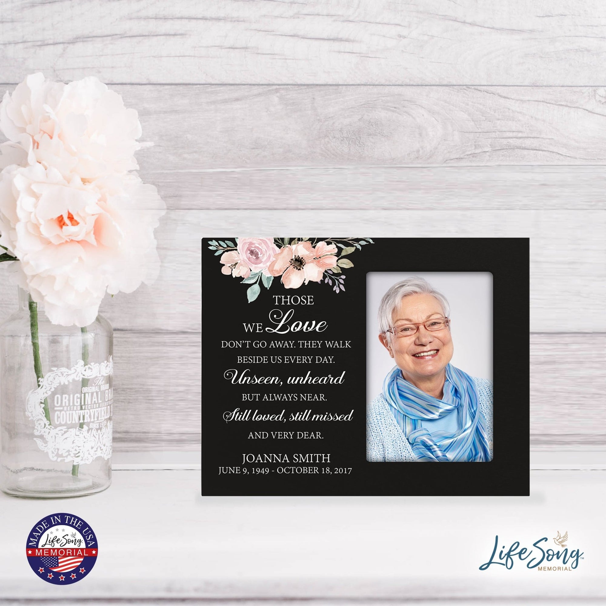 Personalized Horizontal 8x10 Wooden Memorial Picture Frame Holds 4x6 Photo - Those We Love Don’t Go (Thought) - LifeSong Milestones
