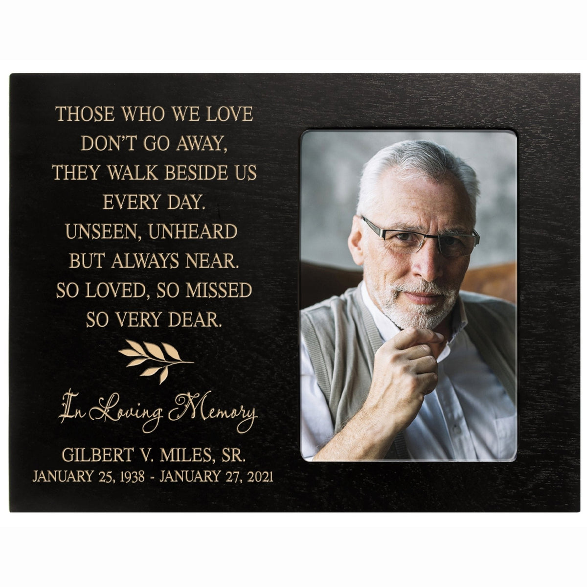 Personalized Horizontal 8x10 Wooden Memorial Picture Frame Holds 4x6 Photo - Those Who We Love - LifeSong Milestones