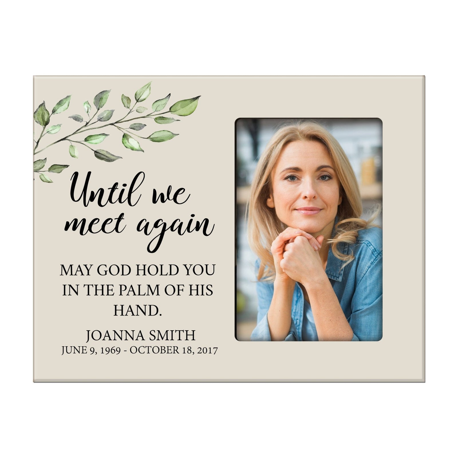 Personalized Horizontal 8x10 Wooden Memorial Picture Frame Holds 4x6 Photo - Until We Meet Again (Ivory) - LifeSong Milestones