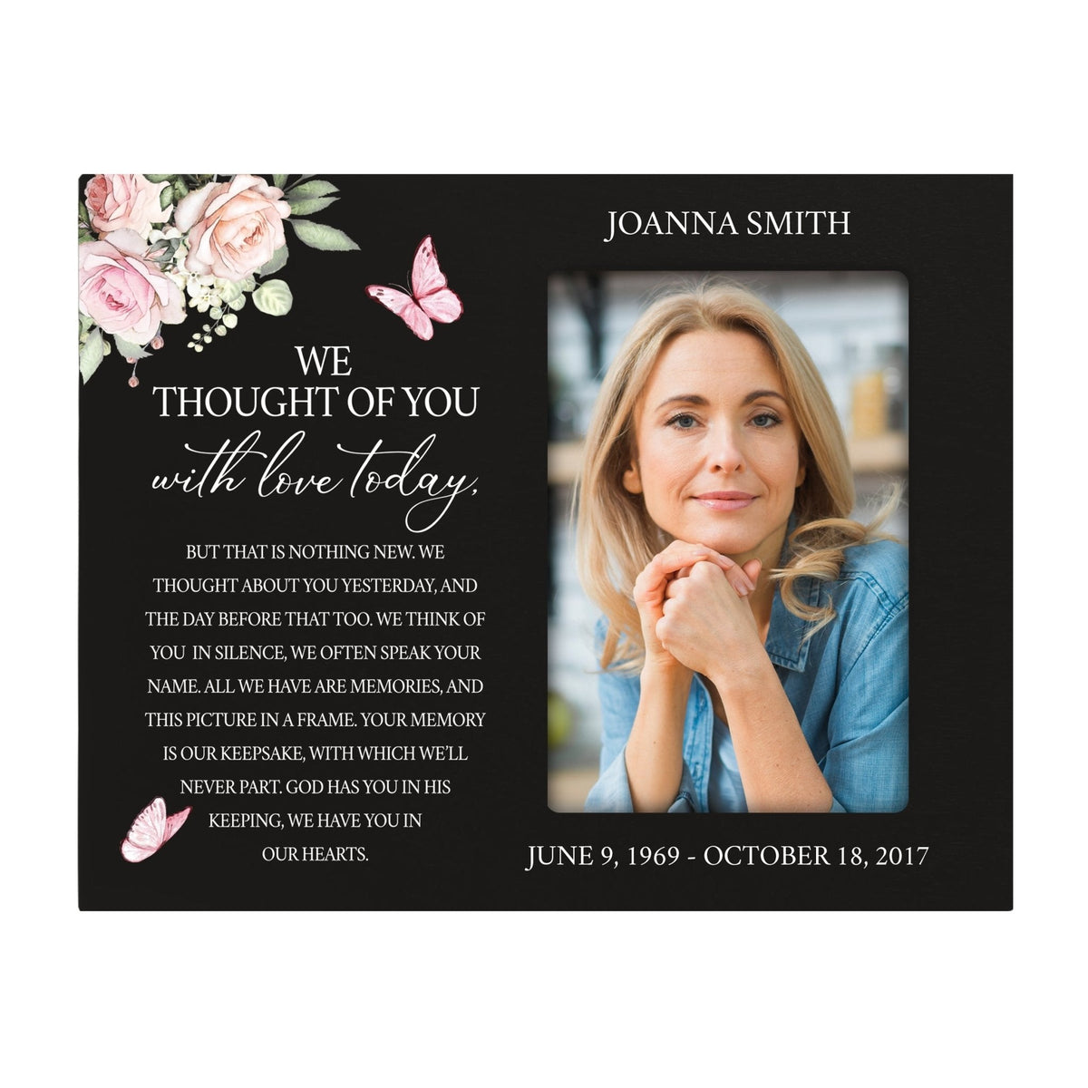 Personalized Horizontal 8x10 Wooden Memorial Picture Frame Holds 4x6 Photo - We Thought Of You (Black) - LifeSong Milestones