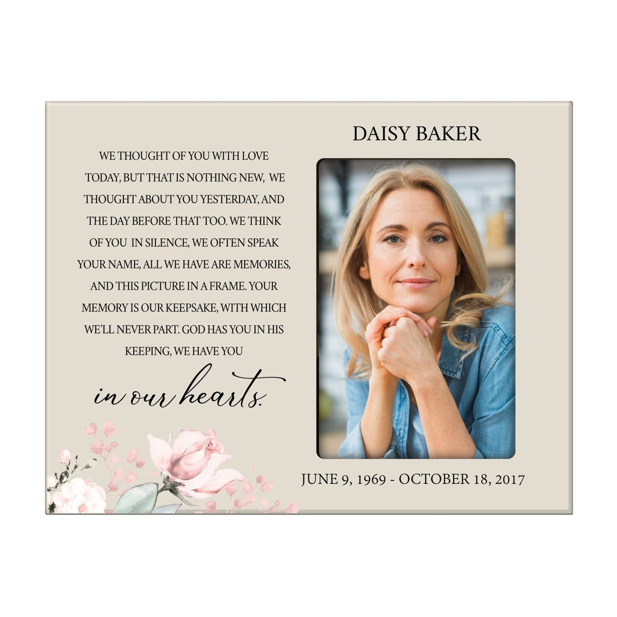 Personalized Horizontal 8x10 Wooden Memorial Picture Frame Holds 4x6 Photo - We Thought Of You (Ivory) - LifeSong Milestones