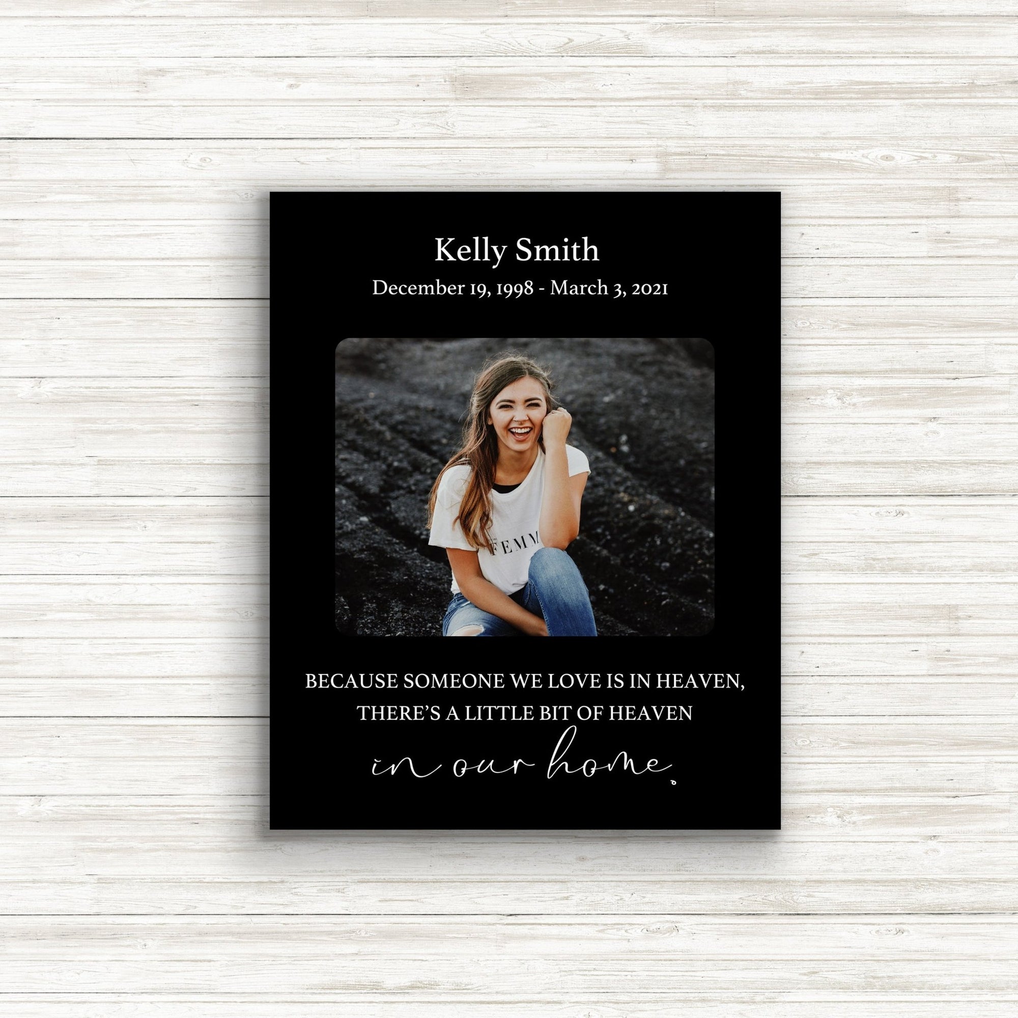 Personalized Human Memorial Black Photo & Inspirational Verse Bereavement Wall Décor & Sympathy Gift Ideas - Because Someone - LifeSong Milestones