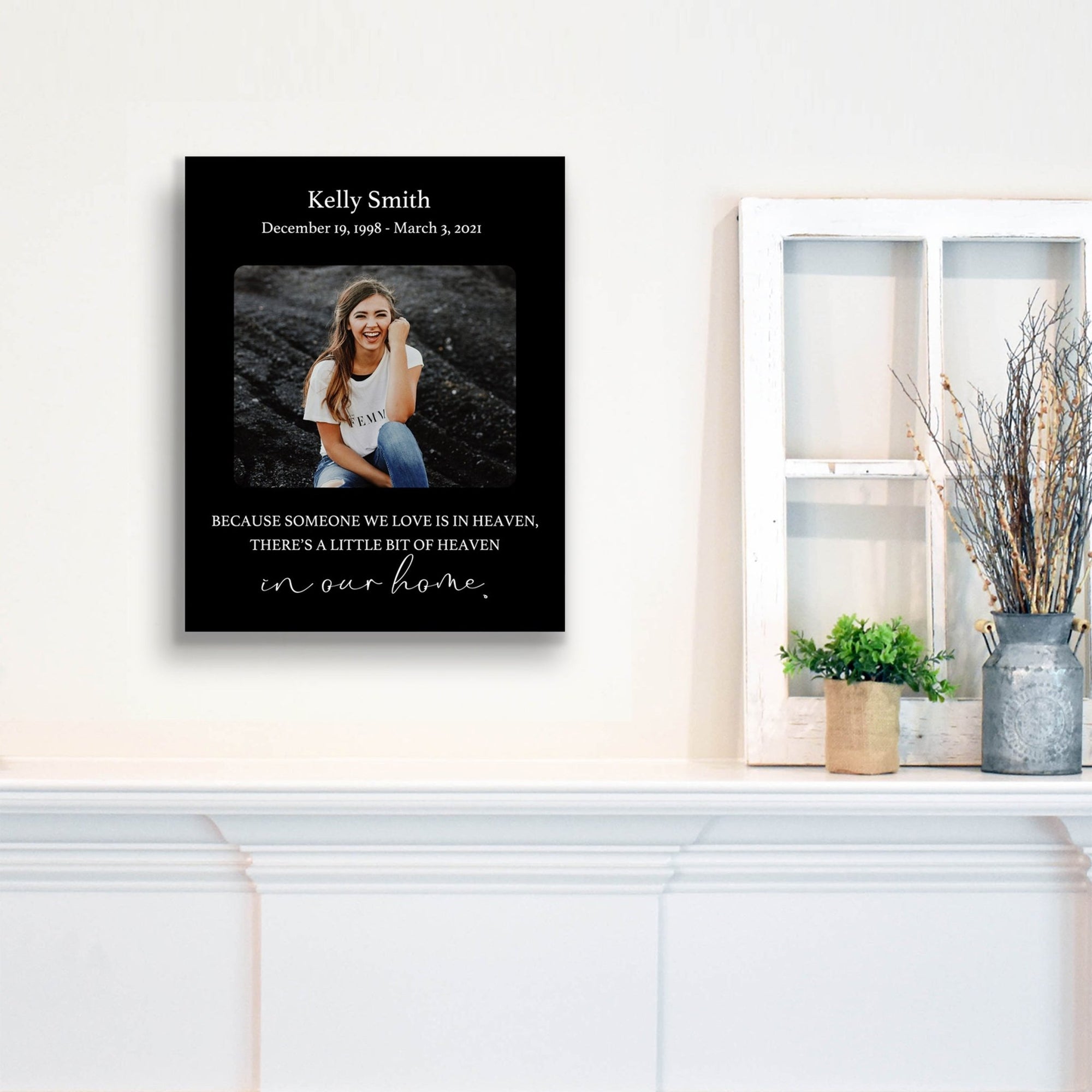 Personalized Human Memorial Black Photo & Inspirational Verse Bereavement Wall Décor & Sympathy Gift Ideas - Because Someone - LifeSong Milestones