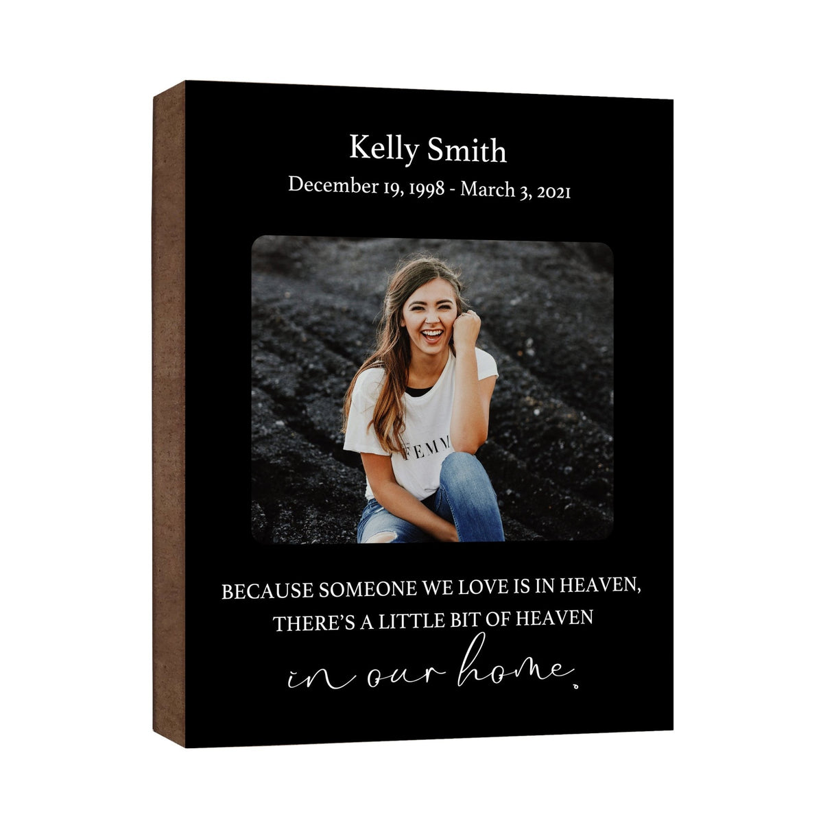Personalized Human Memorial Black Photo & Inspirational Verse Bereavement Wall Décor & Sympathy Gift Ideas - Because Someone - LifeSong Milestones