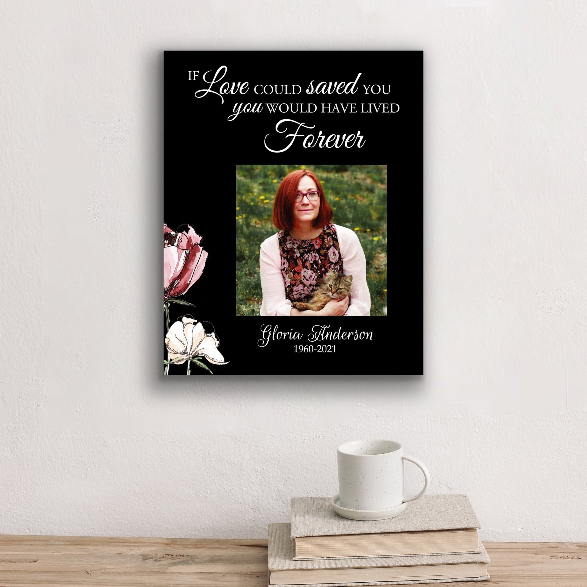 Personalized Human Memorial Black Photo & Inspirational Verse Bereavement Wall Décor & Sympathy Gift Ideas - If Love Could Saved - LifeSong Milestones