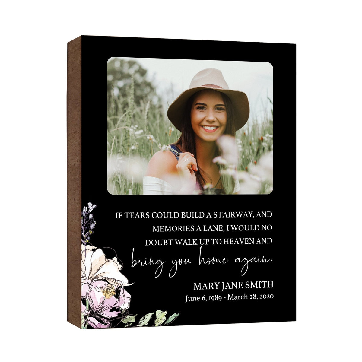 Personalized Human Memorial Black Photo &amp; Inspirational Verse Bereavement Wall Décor &amp; Sympathy Gift Ideas - If Tears Could - LifeSong Milestones