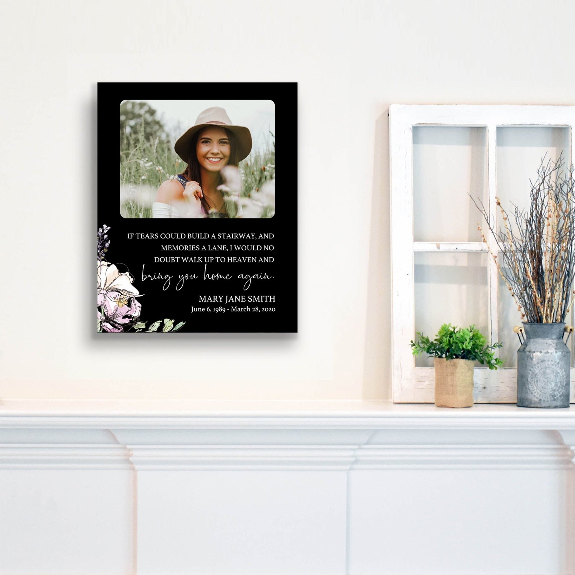 Personalized Human Memorial Black Photo & Inspirational Verse Bereavement Wall Décor & Sympathy Gift Ideas - If Tears Could - LifeSong Milestones