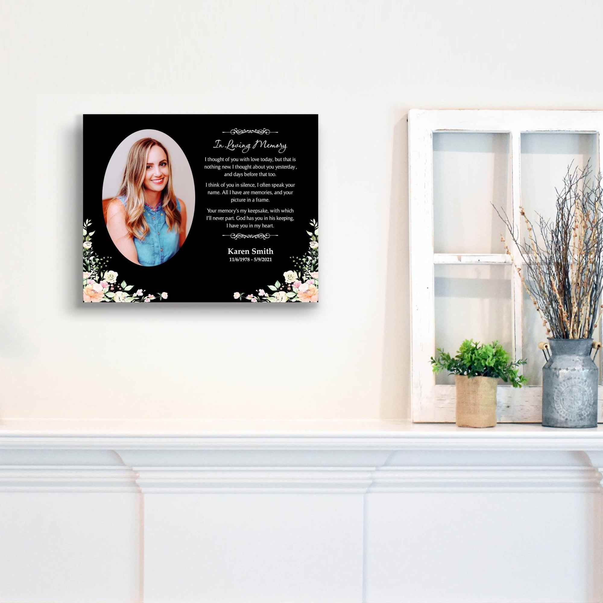 Personalized Human Memorial Black Photo & Inspirational Verse Bereavement Wall Décor & Sympathy Gift Ideas - In loving Memory - LifeSong Milestones