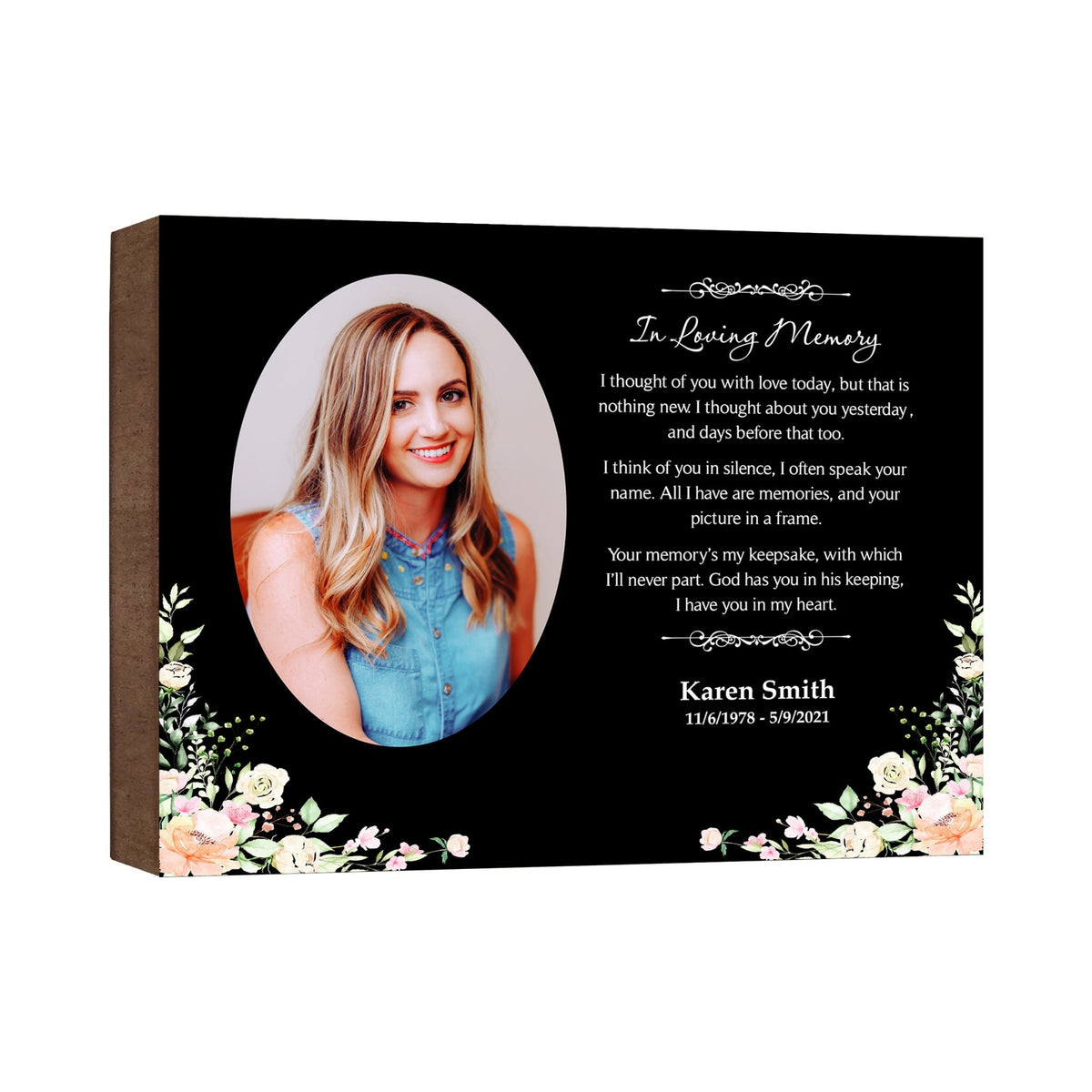 Personalized Human Memorial Black Photo &amp; Inspirational Verse Bereavement Wall Décor &amp; Sympathy Gift Ideas - In loving Memory - LifeSong Milestones