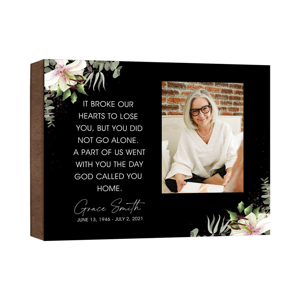 Personalized Human Memorial Black Photo &amp; Inspirational Verse Bereavement Wall Décor &amp; Sympathy Gift Ideas - It Broke Our Heart 02 - LifeSong Milestones