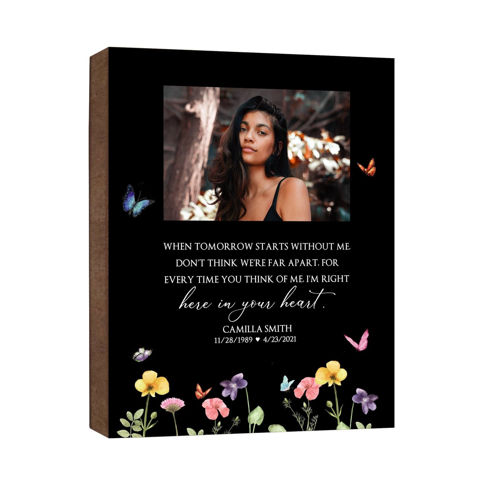 Personalized Human Memorial Black Photo & Inspirational Verse Bereavement Wall Décor & Sympathy Gift Ideas - When Tomorrow - LifeSong Milestones