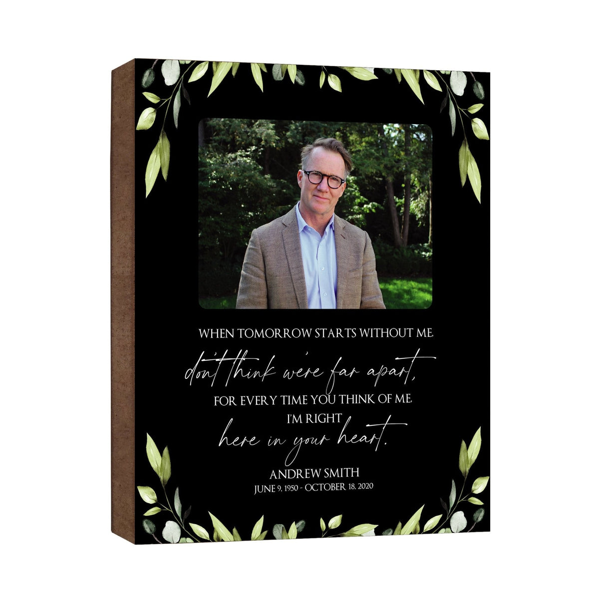 Personalized Human Memorial Black Photo &amp; Inspirational Verse Bereavement Wall Décor &amp; Sympathy Gift Ideas - When Tomorrow Starts - LifeSong Milestones