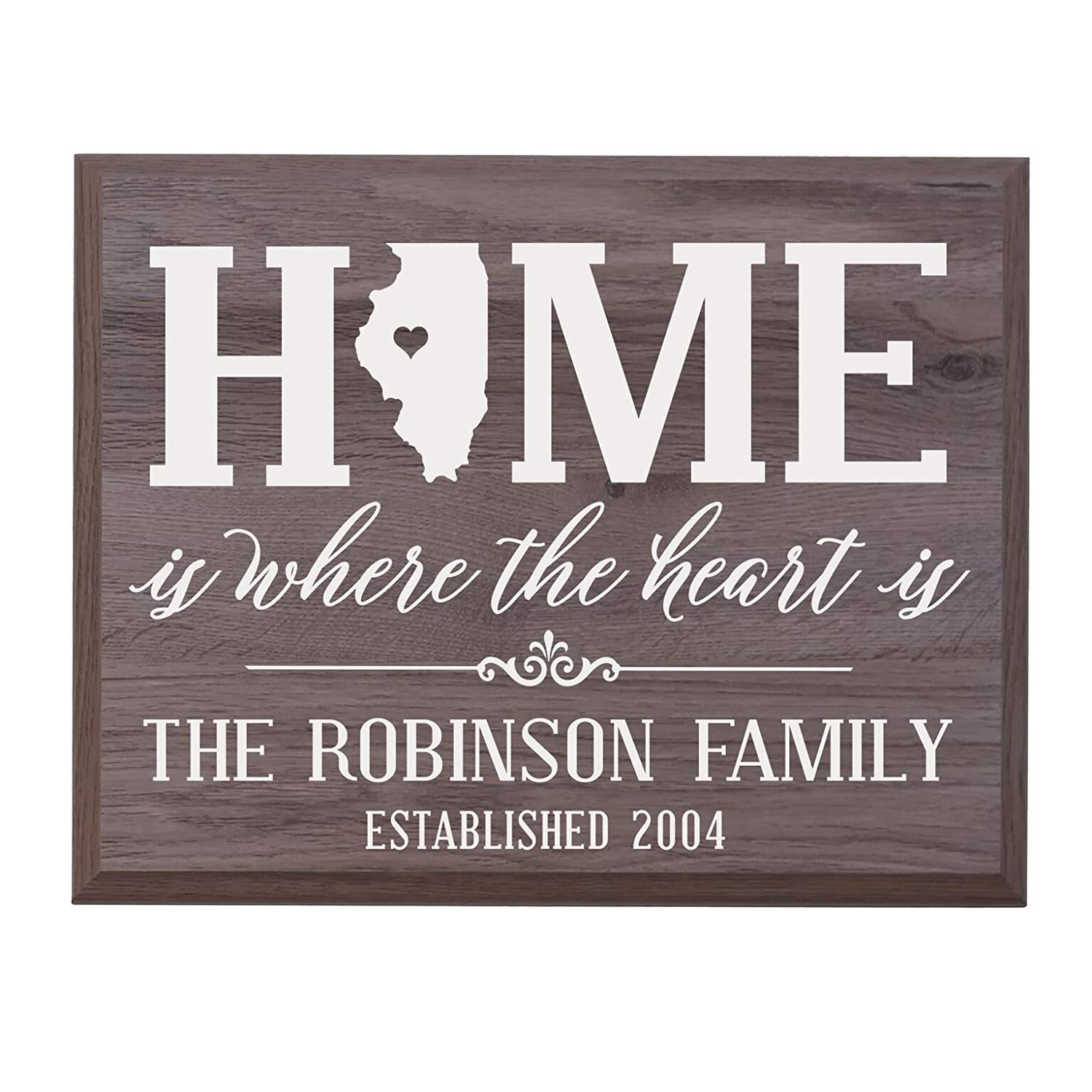 Personalized Illinois State Home is Where the heart is Sign - LifeSong Milestones
