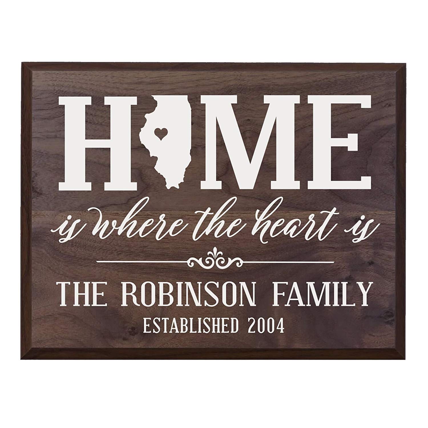 Personalized Illinois State Home is Where the heart is Sign - LifeSong Milestones