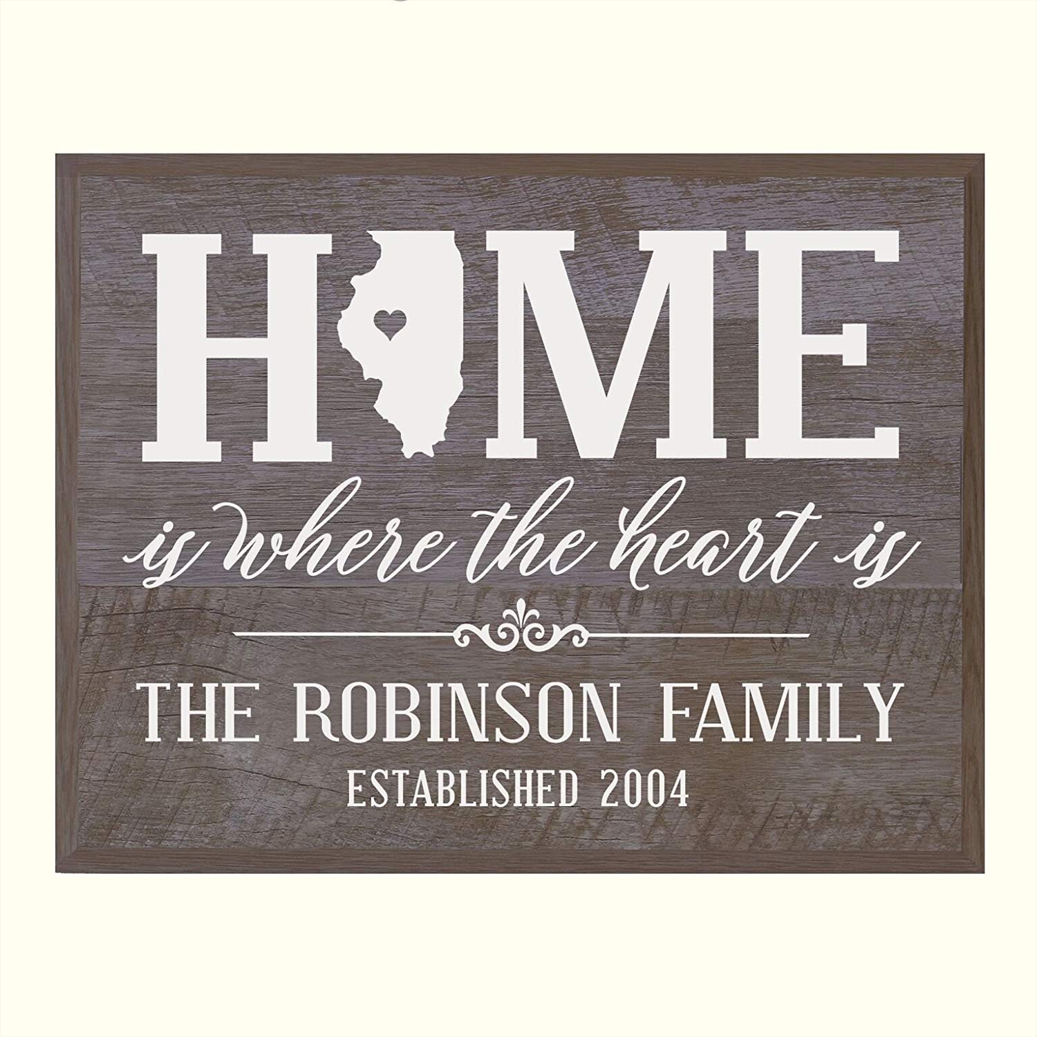 Personalized Illinois State Home is Where the heart is Sign - LifeSong Milestones