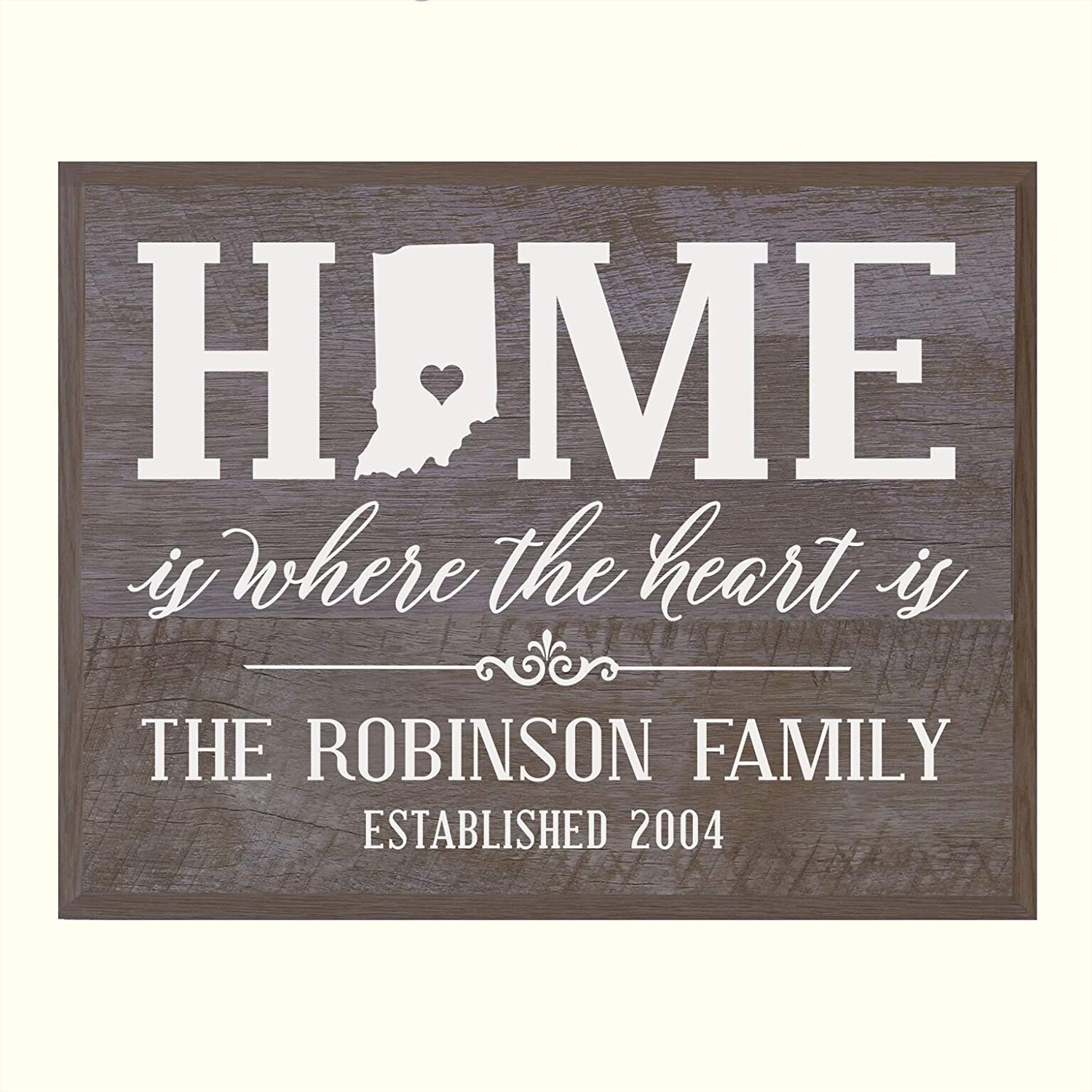 Personalized Indiana State Home Is Where The Heart Is Sign - LifeSong Milestones