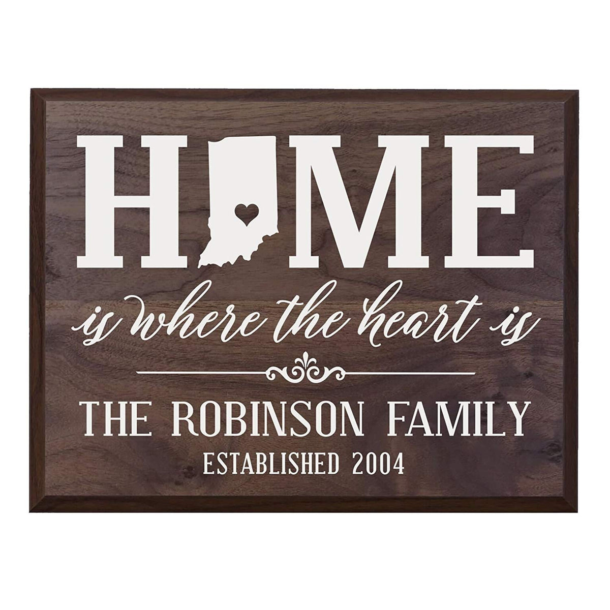 Personalized Indiana State Home Is Where The Heart Is Sign - LifeSong Milestones