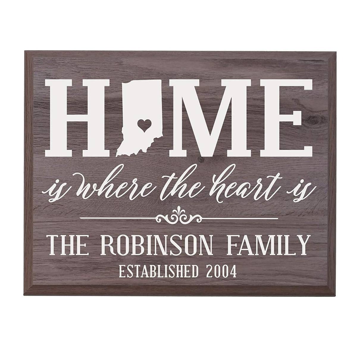 Personalized Indiana State Home Is Where The Heart Is Sign - LifeSong Milestones