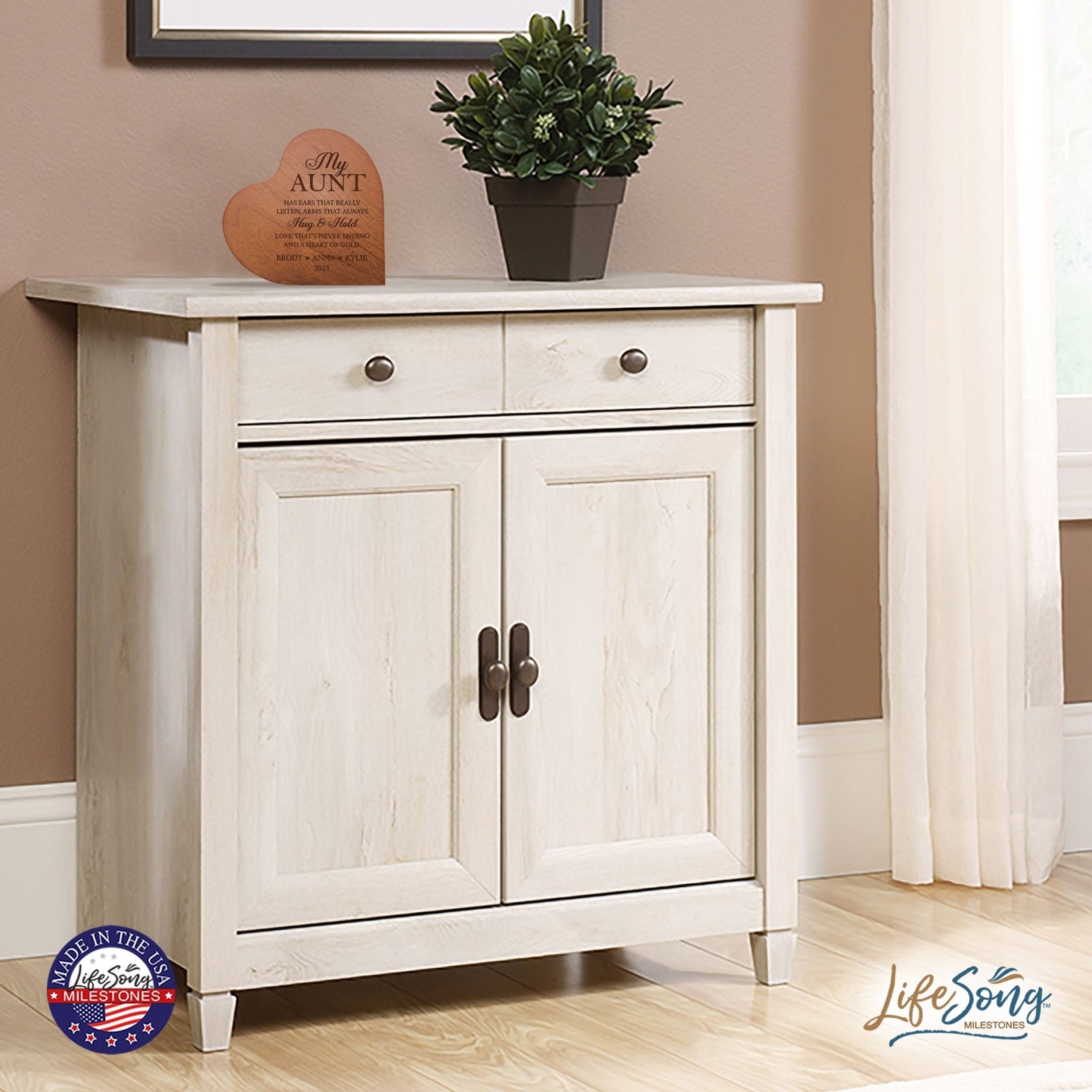 Personalized Inspirational Aunt’s Love Solid Wood Heart Decoration 5x5.25 - Has Ears That Really - LifeSong Milestones