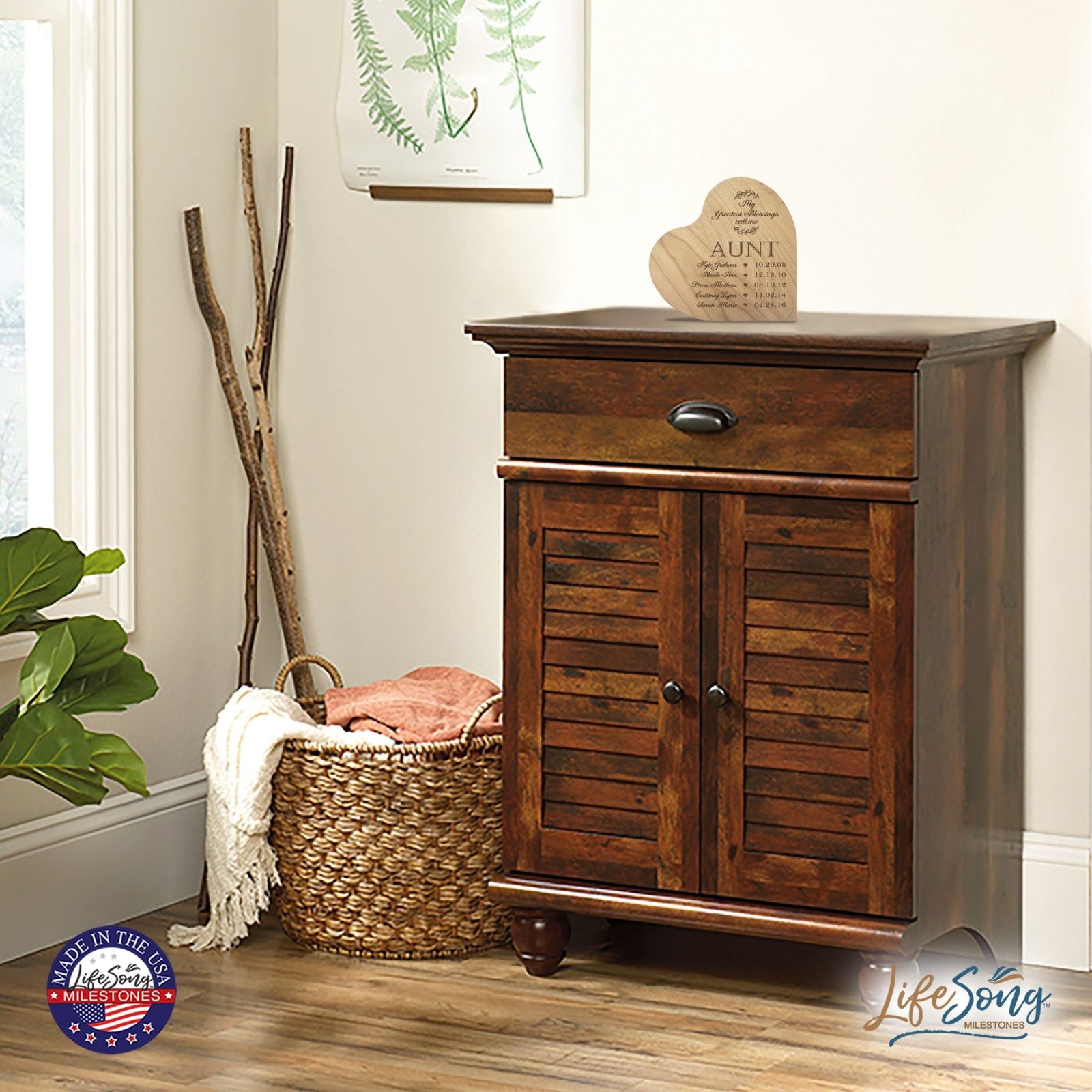 Personalized Inspirational Aunt’s Love Solid Wood Heart Decoration 5x5.25 - My Greatest Blessing - LifeSong Milestones